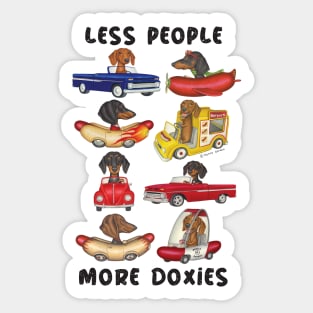 Cute doxie dogs on Eight Dachshunds tee Sticker